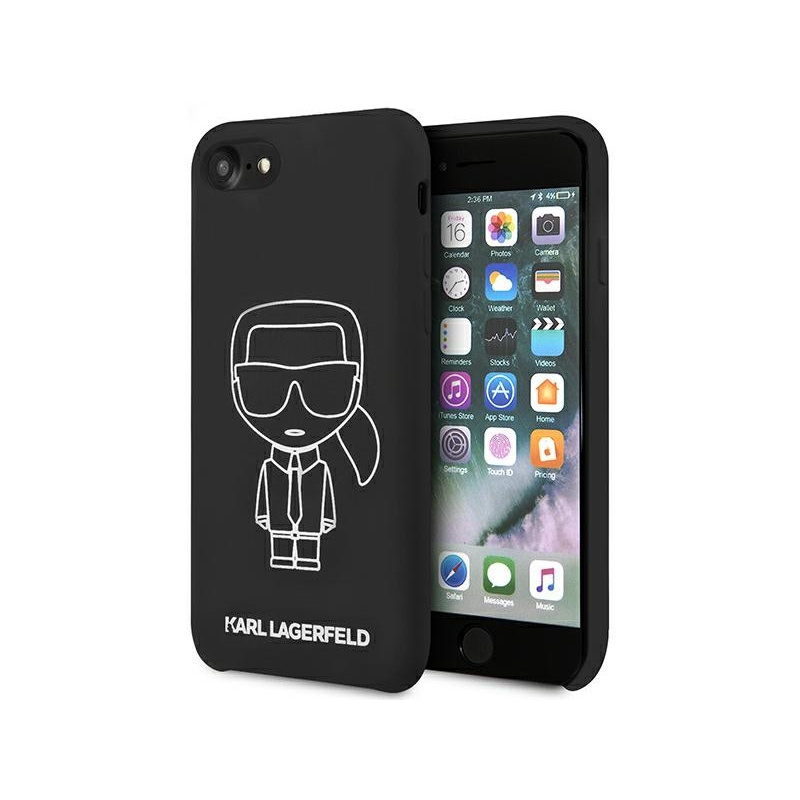 Hurtownia Karl Lagerfeld - 3700740475898 - KLD879BLK - Etui Karl Lagerfeld KLHCI8SILFLWBK Apple iPhone SE 2022/SE 2020/8/7 hardcase czarny/black Silicone Iconic White - B2B homescreen