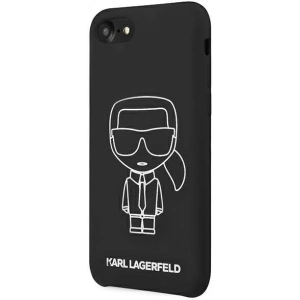 Hurtownia GSM - Case Karl Lagerfeld KLHCI8SILFLWBK Apple iPhone SE 2022/SE 2020/8/7 Hardcase schwarz/black Silicone Iconic White - KLD879BLK - {ean13} - Hurt
