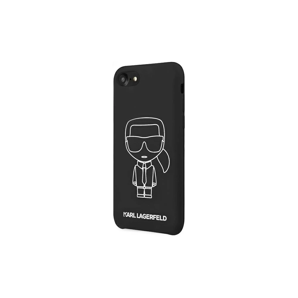 Hurtownia GSM - Case Karl Lagerfeld KLHCI8SILFLWBK Apple iPhone SE 2022/SE 2020/8/7 Hardcase schwarz/black Silicone Iconic White - KLD879BLK - {ean13} - Hurt
