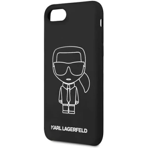 Hurtownia GSM - Case Karl Lagerfeld KLHCI8SILFLWBK Apple iPhone SE 2022/SE 2020/8/7 Hardcase schwarz/black Silicone Iconic White - KLD879BLK - {ean13} - Hurt