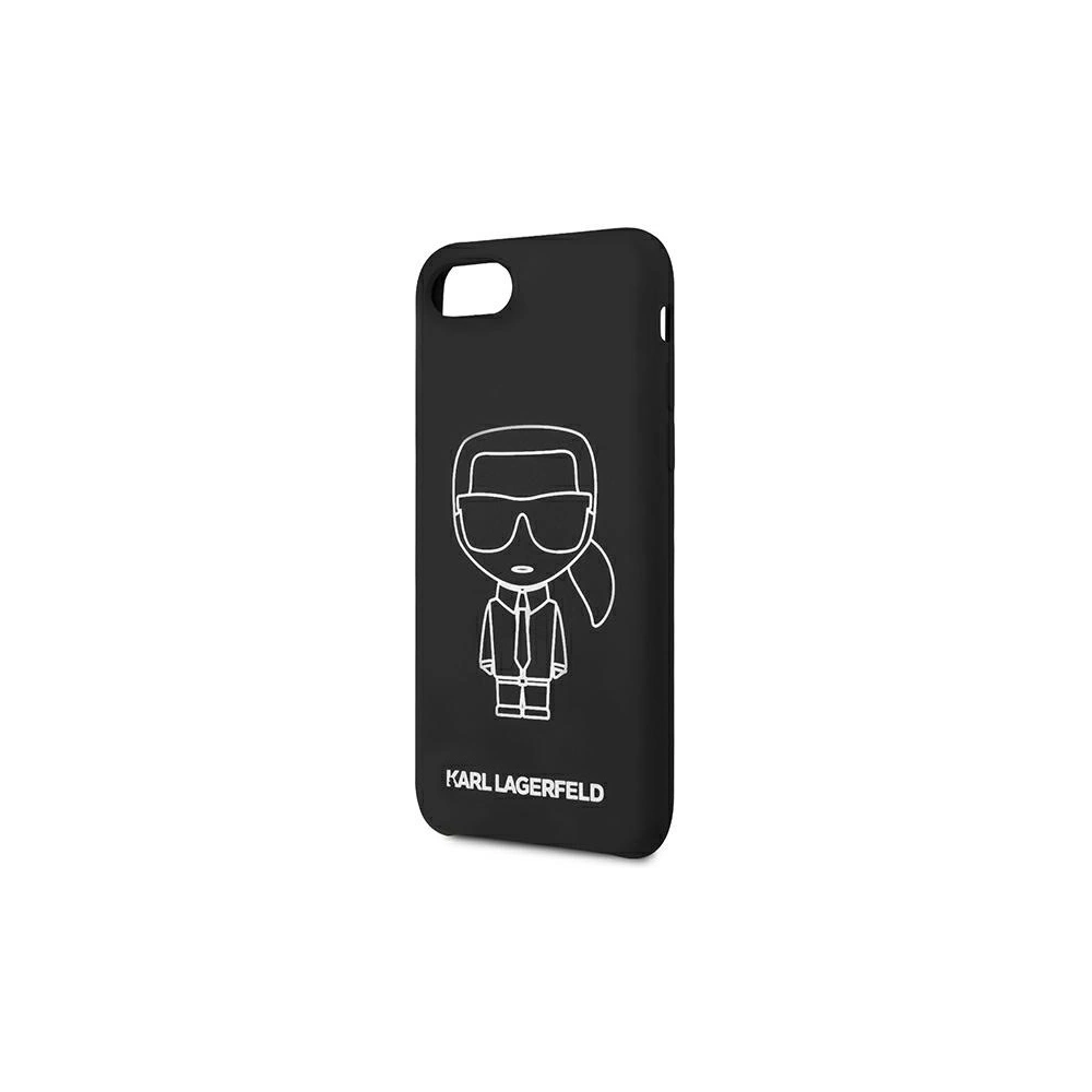 Wholesale Karl Lagerfeld KLHCI8SILFLWBK Apple iPhone SE 2022/SE 2020/8/7 hardcase black Silicone Iconic White - KLD879BLK - {ean13} - Hurt
