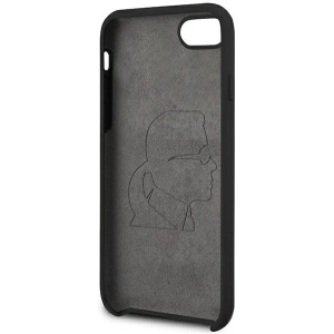 Hurtownia GSM - Case Karl Lagerfeld KLHCI8SILFLWBK Apple iPhone SE 2022/SE 2020/8/7 Hardcase schwarz/black Silicone Iconic White - KLD879BLK - {ean13} - Hurt