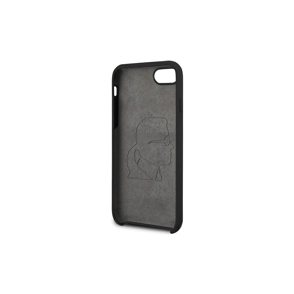 Wholesale Karl Lagerfeld KLHCI8SILFLWBK Apple iPhone SE 2022/SE 2020/8/7 hardcase black Silicone Iconic White - KLD879BLK - {ean13} - Hurt