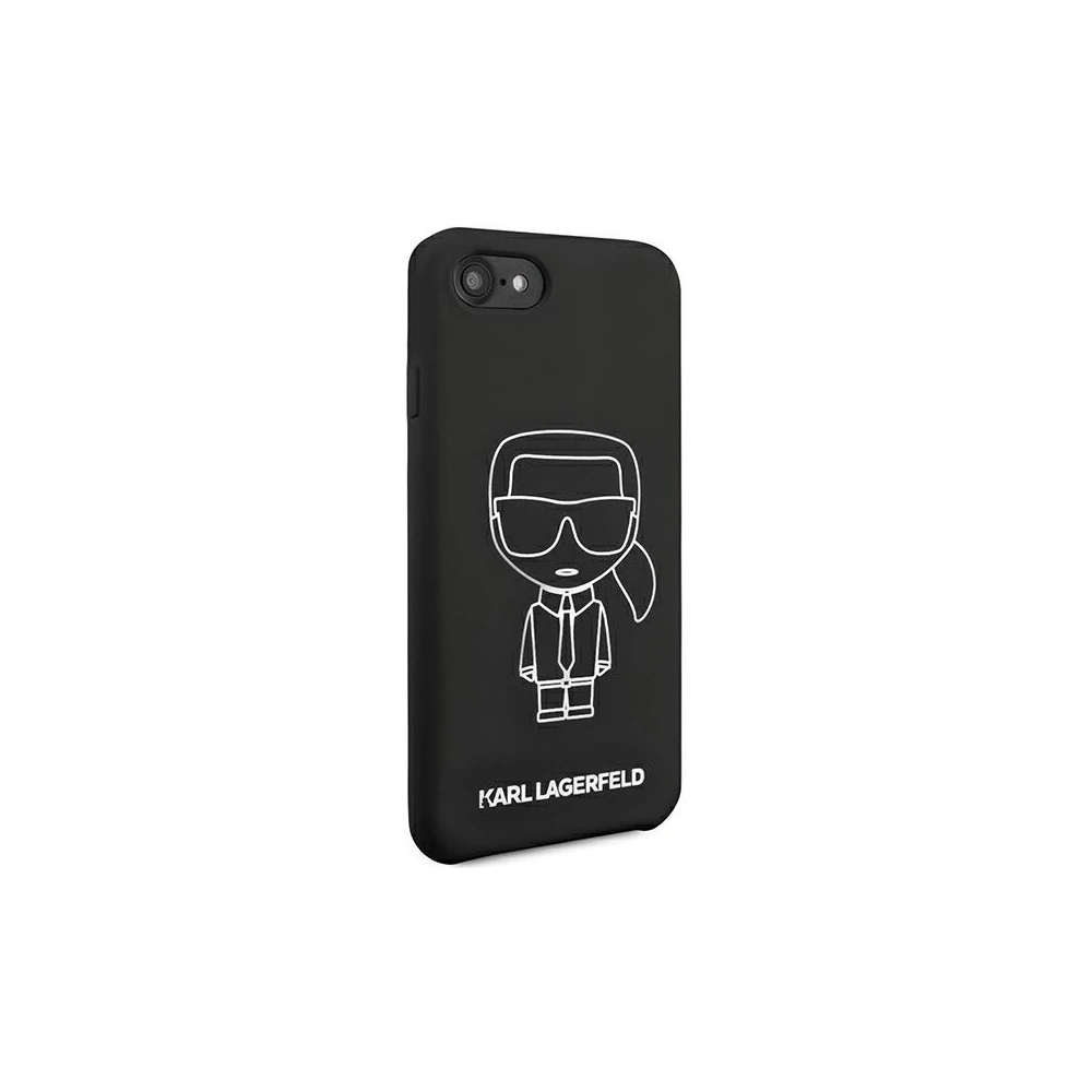 Hurtownia GSM - Case Karl Lagerfeld KLHCI8SILFLWBK Apple iPhone SE 2022/SE 2020/8/7 Hardcase schwarz/black Silicone Iconic White - KLD879BLK - {ean13} - Hurt