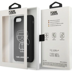 Hurtownia GSM - Case Karl Lagerfeld KLHCI8SILFLWBK Apple iPhone SE 2022/SE 2020/8/7 Hardcase schwarz/black Silicone Iconic White - KLD879BLK - {ean13} - Hurt