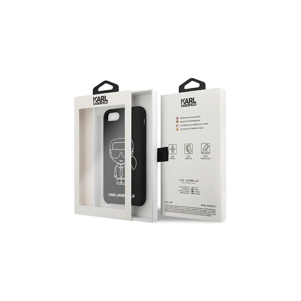 Hurtownia GSM - Case Karl Lagerfeld KLHCI8SILFLWBK Apple iPhone SE 2022/SE 2020/8/7 Hardcase schwarz/black Silicone Iconic White - KLD879BLK - {ean13} - Hurt