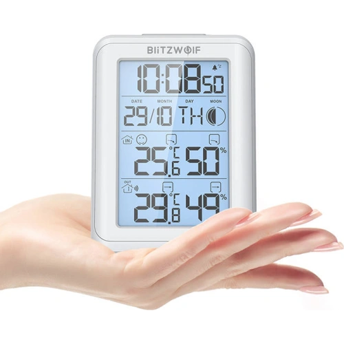 Stacja pogody Blitzwolf BW-TM01 bezprzewodowa (biała)