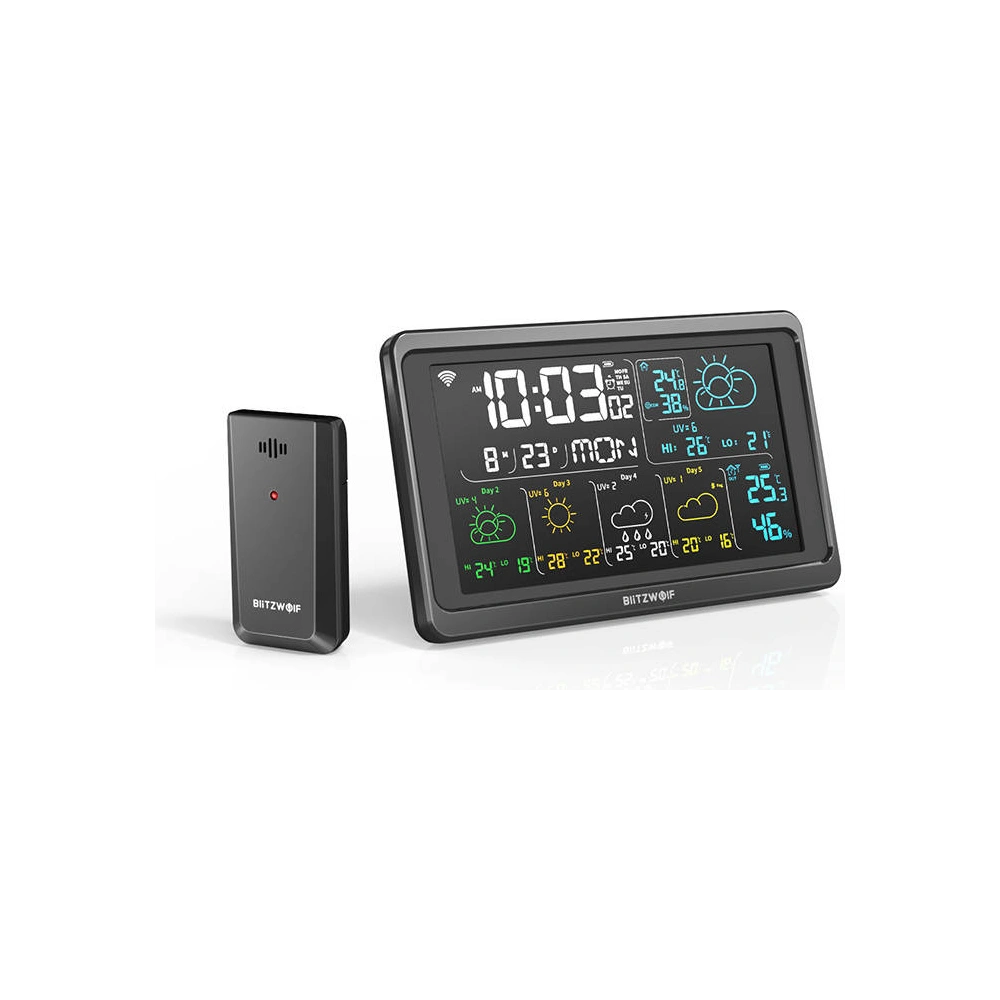 Hurtownia GSM - Wi-Fi meteorologická stanice Blitzwolf BW-WS04 (černá) - BLZ464BLK - {ean13} - Hurt