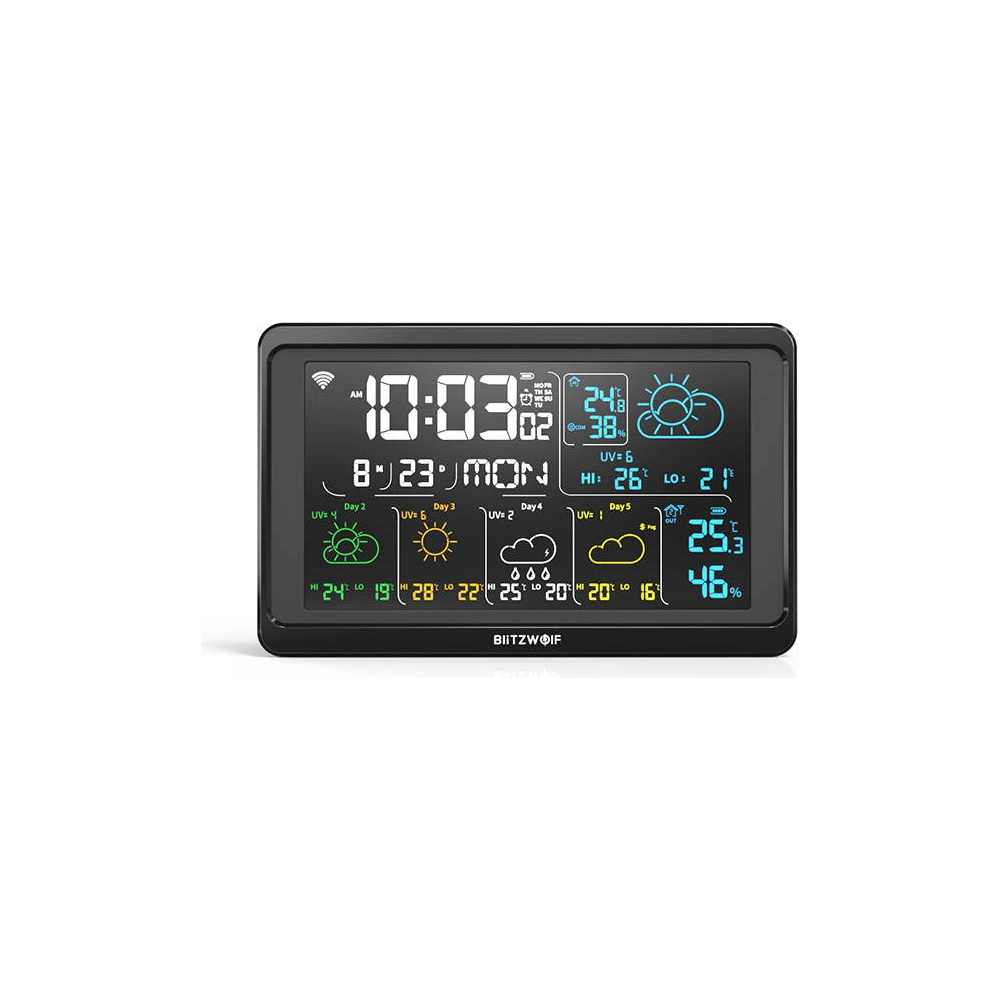 Hurtownia GSM - Wi-Fi meteorologická stanice Blitzwolf BW-WS04 (černá) - BLZ464BLK - {ean13} - Hurt