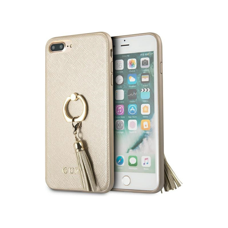 Guess Distributor - 3700740420768 - GUE1654BEI - Guess GUHCI8LRSSABE Apple iPhone 8/7 Plus beżowy hard case Saffiano with ring stand - B2B homescreen