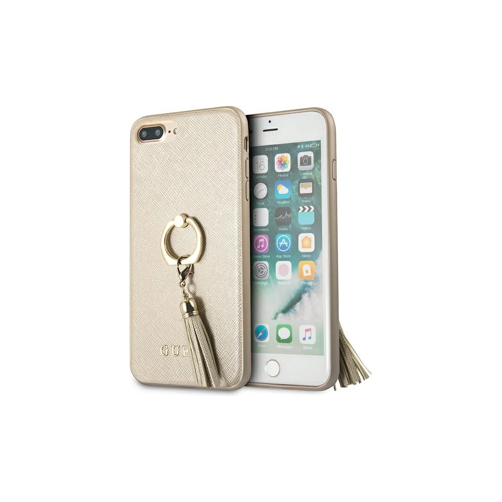 Hurtownia GSM - Etui Guess GUHCI8LRSSABE Apple iPhone 8/7 Plus béžový hard case Saffiano s kroužkovým stojanem - GUE1654BEI - {ean13} - Hurt