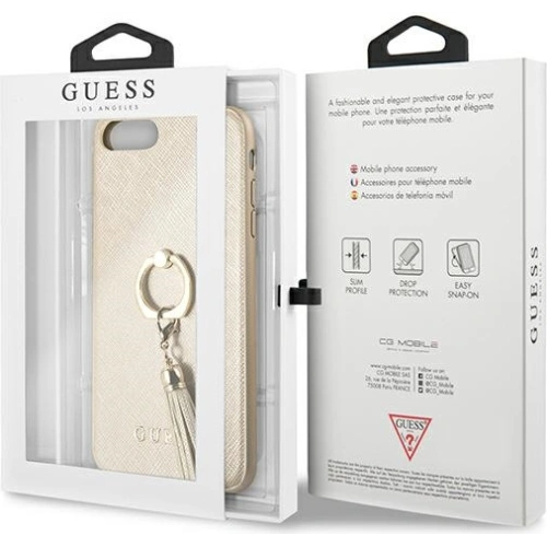 Etui Guess GUHCI8LRSSABE Apple iPhone 8/7 Plus beige/beżowy hard case Saffiano with ring stand