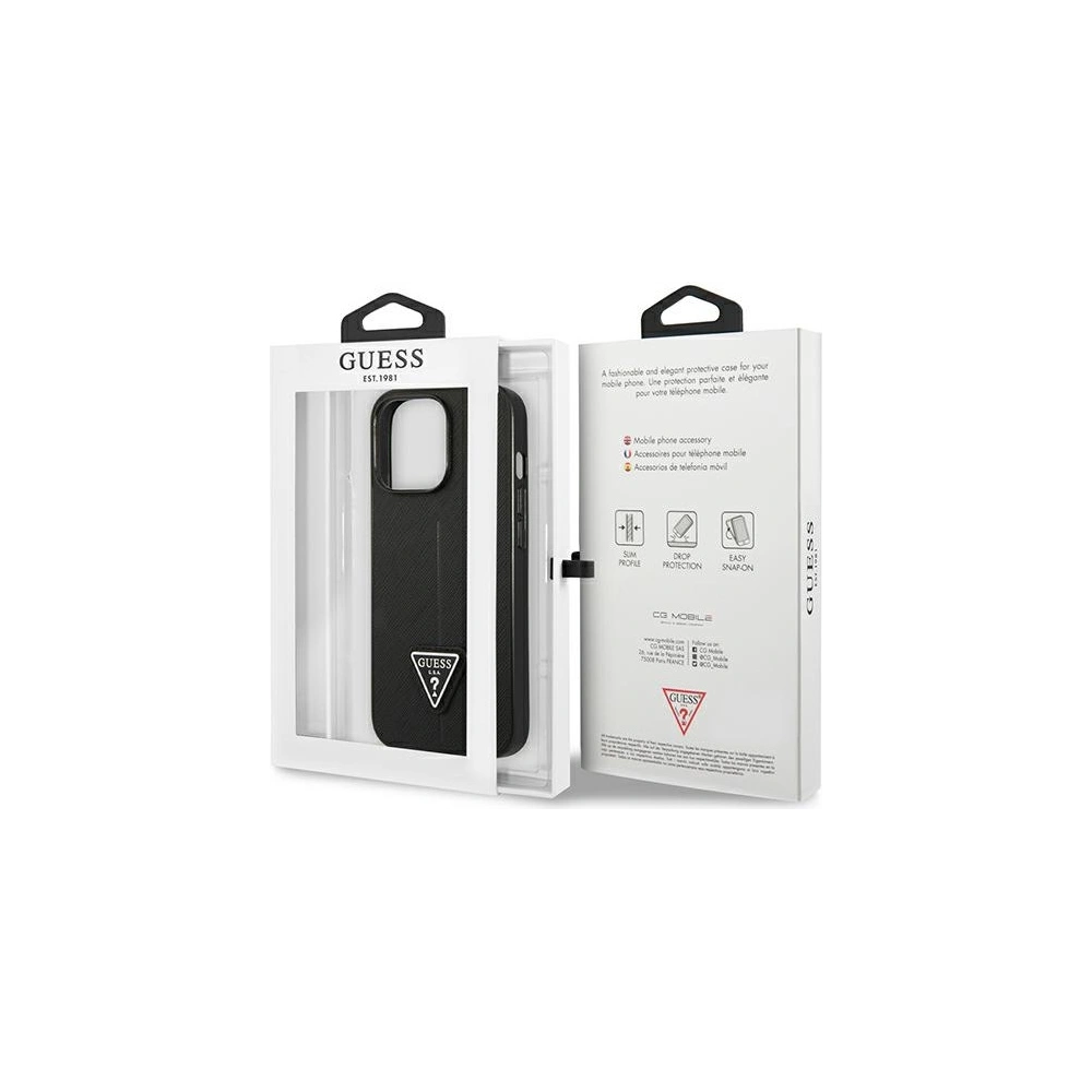 Hurtownia GSM - Etui Guess GUHCP13LPSATLK Apple iPhone 13 Pro černý/black hardcase Saffiano Triangle Logo - GUE1656BLK - {ean13} - Hurt