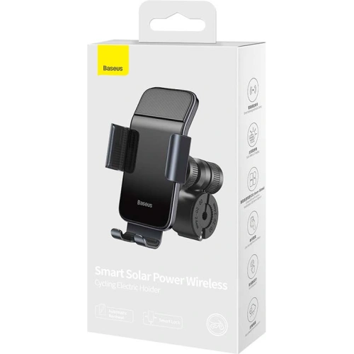 Uchwyt rowerowy Baseus Smart Solar do telefonów, solarny (czarny)