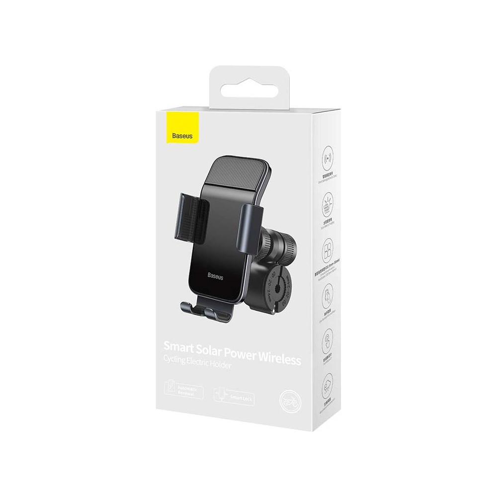 Hurtownia GSM - Uchwyt rowerowy Baseus Smart Solar do telefonów, solarny (czarny) - BSU3151BLK - {ean13} - Hurt