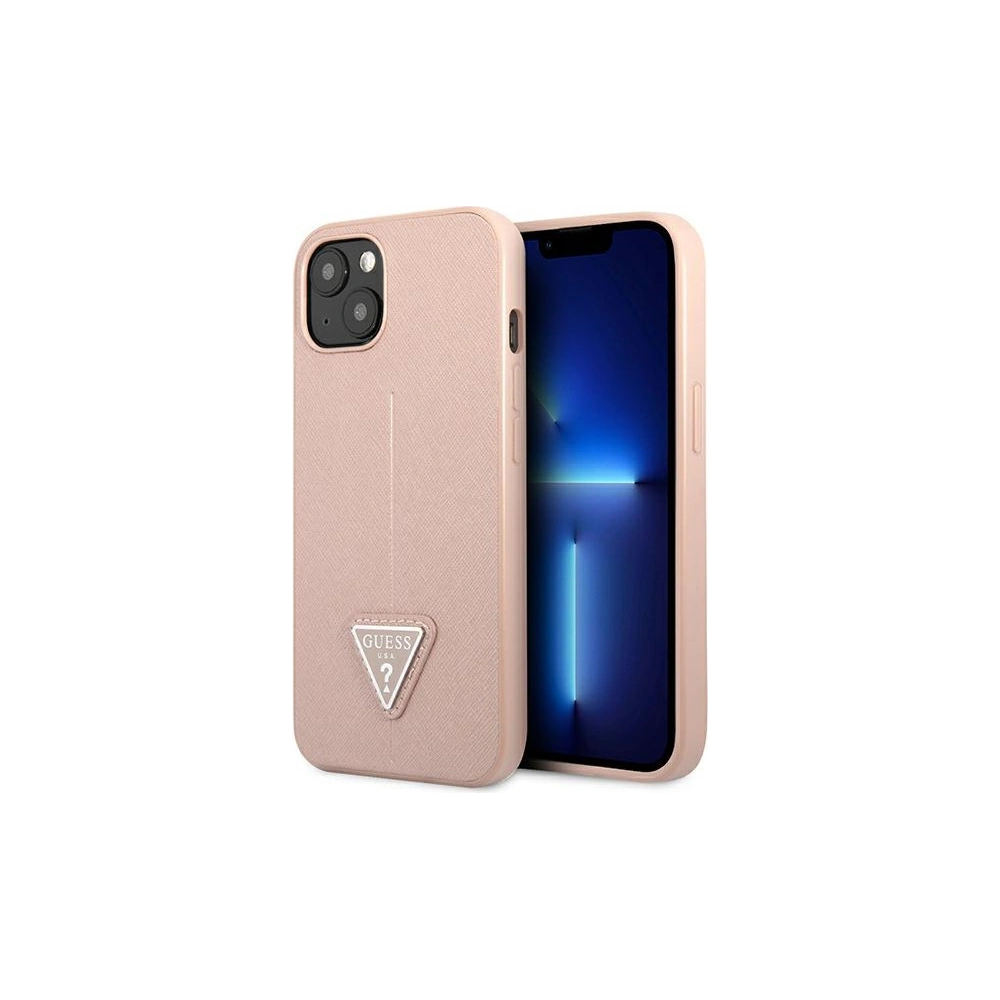 Wholesale Guess GUHCP13MPSATLP Apple iPhone 13 pink hardcase Saffiano Triangle Logo - GUE1659PNK - {ean13} - Hurt