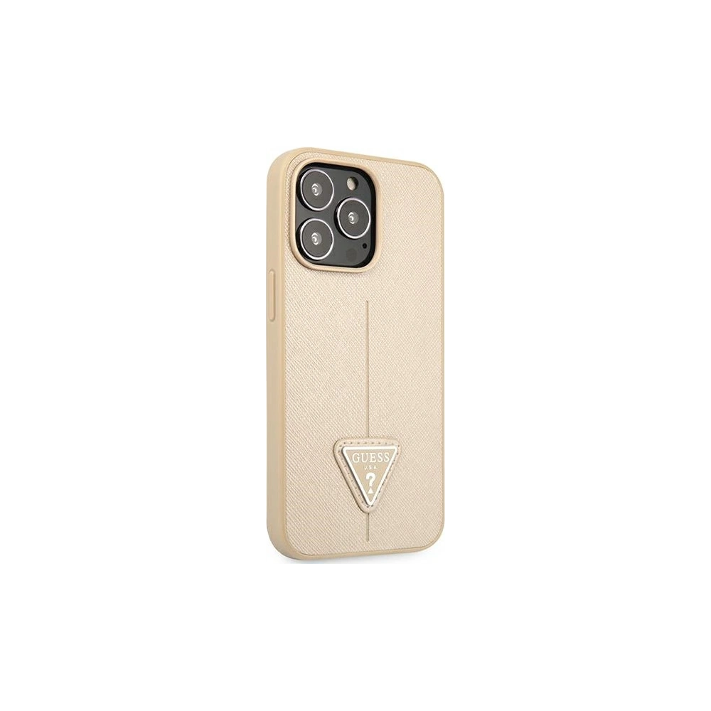 Wholesale Guess GUHCP13XPSATLE Apple iPhone 13 Pro Max beige hardcase Saffiano Triangle Logo - GUE1660BEI - {ean13} - Hurt