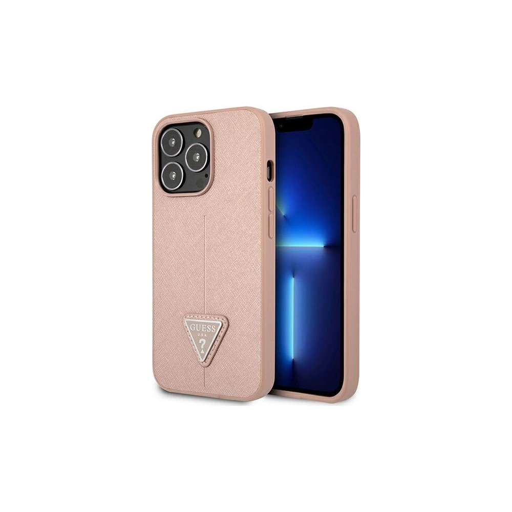Wholesale Guess GUHCP13XPSATLP Apple iPhone 13 Pro Max pink hardcase Saffiano Triangle Logo - GUE1662PNK - {ean13} - Hurt