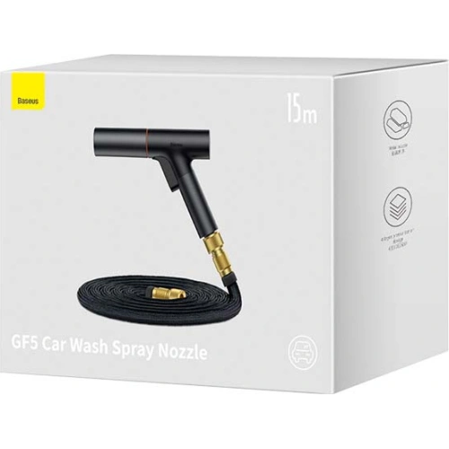 Wąż z dyszą Baseus GF5 do mycia samochodu, 15m (czarny)