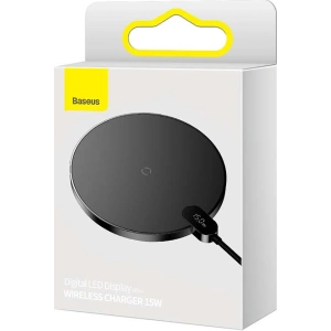 Wholesale Inductive wireless charger Baseus Digital LED 15W (black) - BSU3185BLK - {ean13} - Hurt
