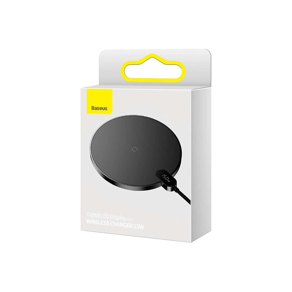 Hurtownia GSM - Bezdrátová indukční nabíječka Baseus Digital LED 15W (černá) - BSU3185BLK - {ean13} - Hurt