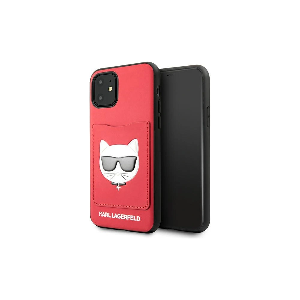 Wholesale Karl Lagerfeld KLHCN61CSKCRE Apple iPhone 11 hardcase red Choupette Head Cardslot - KLD885RED - {ean13} - Hurt