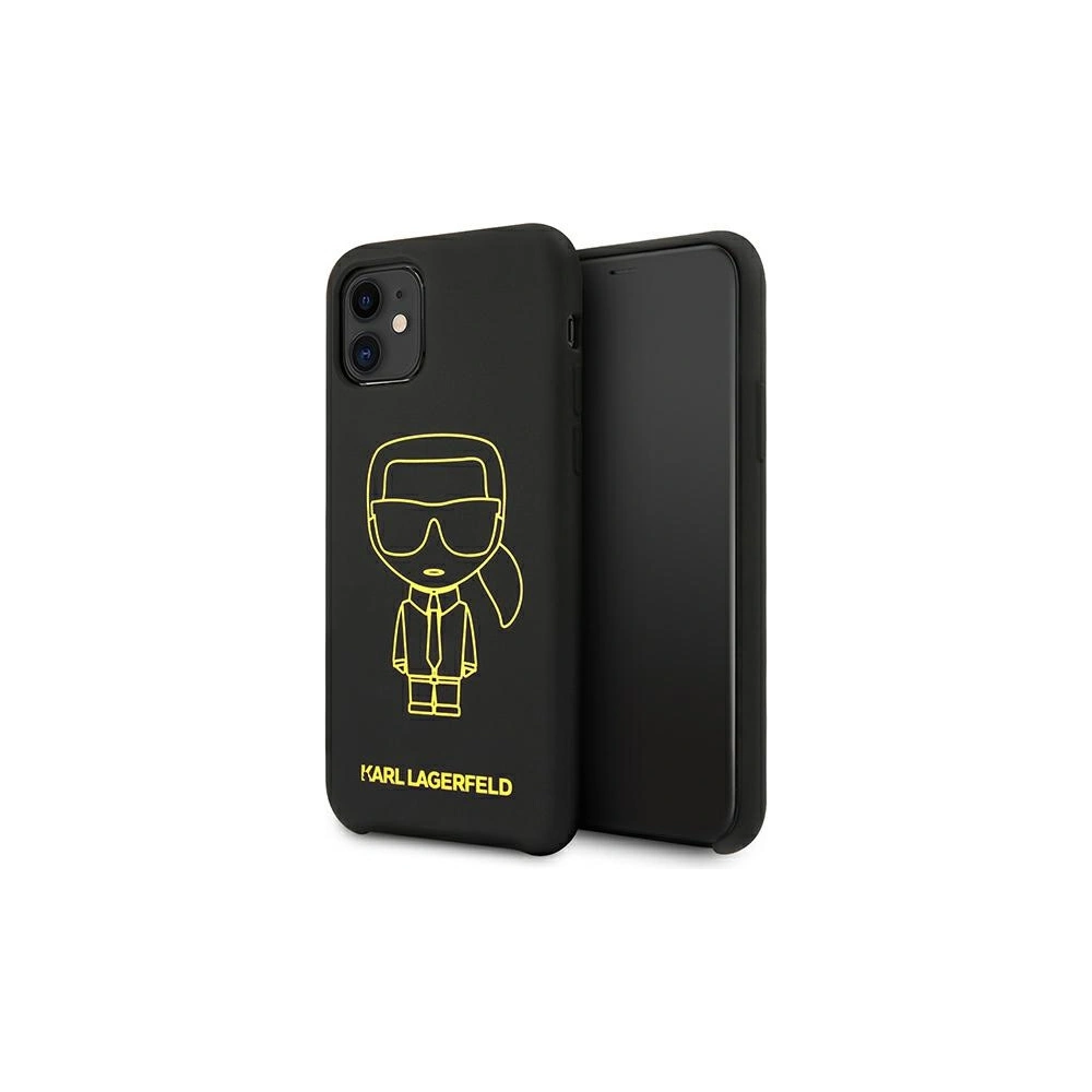 Hurtownia GSM - Etui Karl Lagerfeld KLHCN61SILFLYBK Apple iPhone 11 Silicone Ikonik Yellow Outline czarny/black - KLD887BLK - {ean13} - Hurt