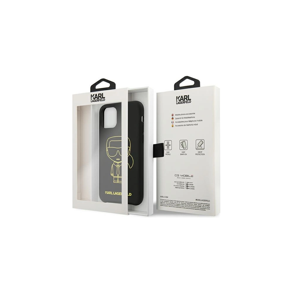 Hurtownia GSM - Etui Karl Lagerfeld KLHCN61SILFLYBK Apple iPhone 11 Silicone Ikonik Yellow Outline černý/black - KLD887BLK - {ean13} - Hurt