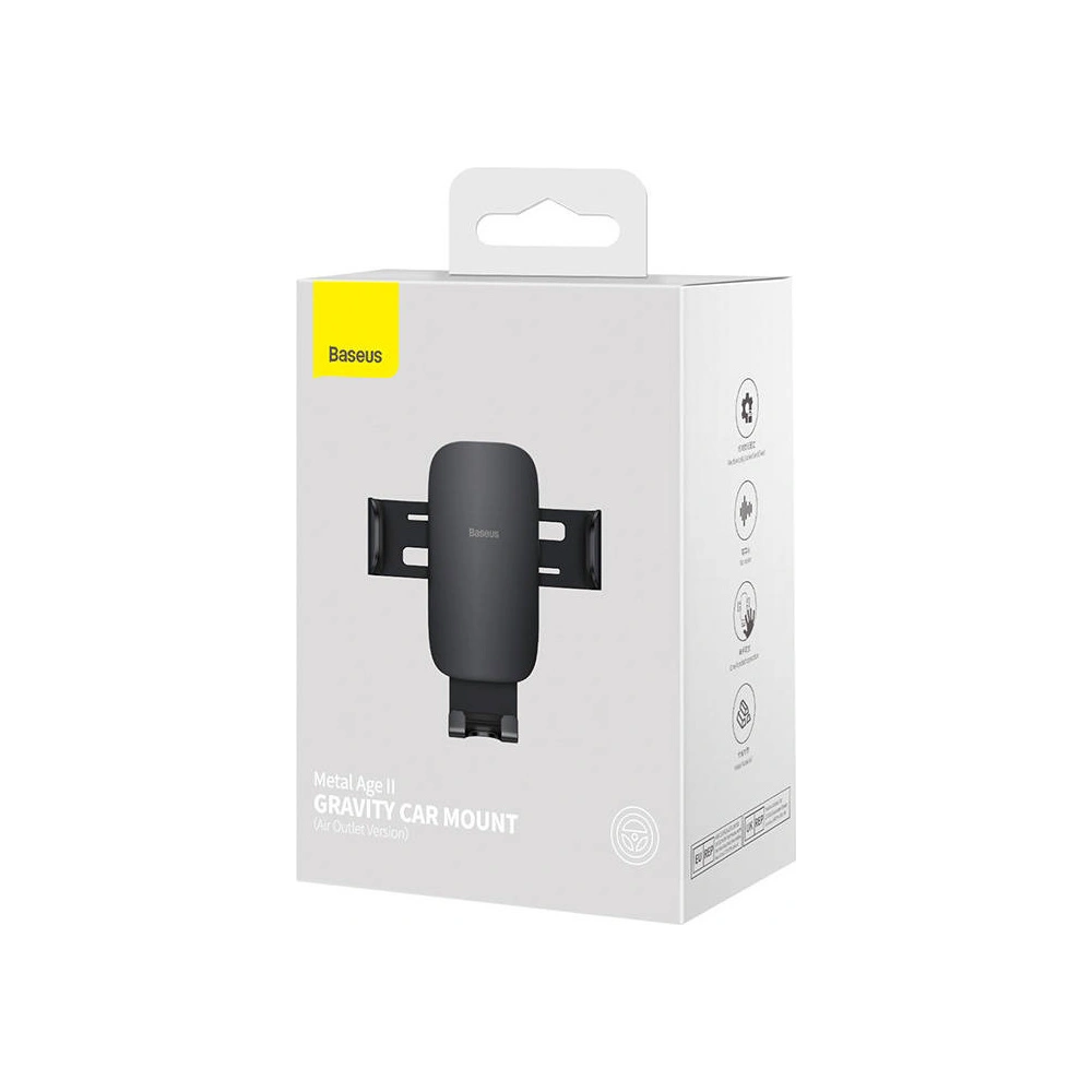 Wholesale Baseus Metal Age II gravitational grip on the car grid black - BSU3188BLK - {ean13} - Hurt