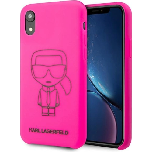 Etui Karl Lagerfeld KLHCI61SILFLPI Apple iPhone XR różowy/pink Silicone Ikonik Neon Outline