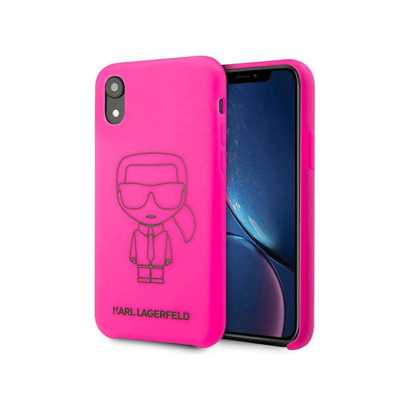Karl Lagerfeld Distributor - 3700740468722 - KLD890PNK - Karl Lagerfeld KLHCI61SILFLPI Apple iPhone XR pink Silicone Ikonik Neon Outline - B2B homescreen