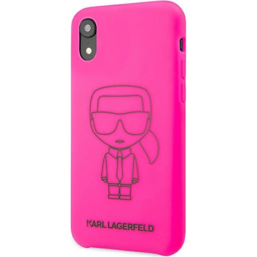 Etui Karl Lagerfeld KLHCI61SILFLPI Apple iPhone XR różowy/pink Silicone Ikonik Neon Outline