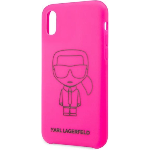Etui Karl Lagerfeld KLHCI61SILFLPI Apple iPhone XR różowy/pink Silicone Ikonik Neon Outline