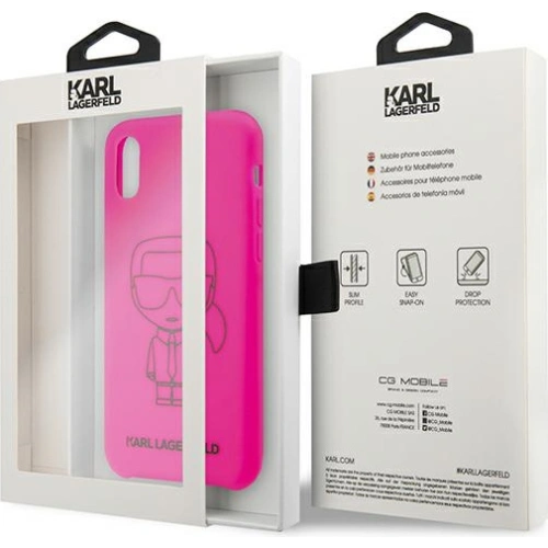 Etui Karl Lagerfeld KLHCI61SILFLPI Apple iPhone XR różowy/pink Silicone Ikonik Neon Outline