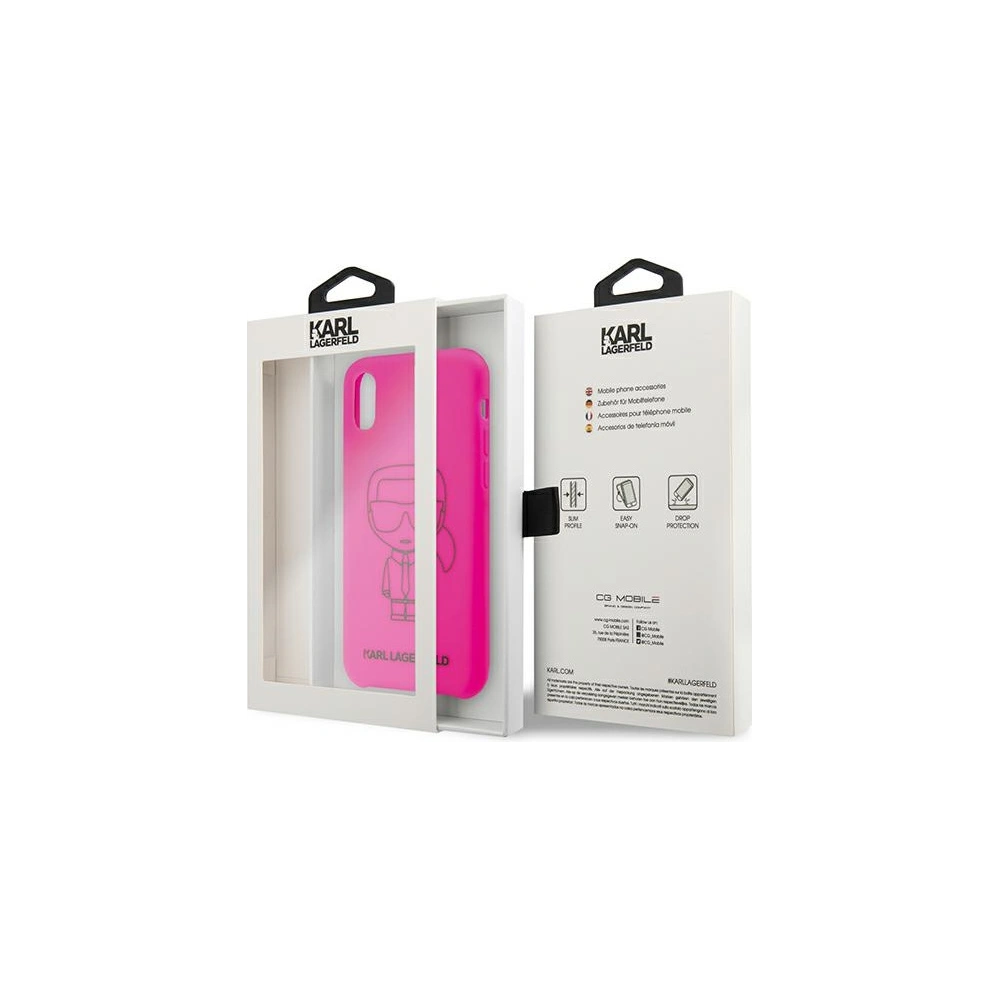 Wholesale Karl Lagerfeld KLHCI61SILFLPI Apple iPhone XR pink Silicone Ikonik Neon Outline - KLD890PNK - {ean13} - Hurt