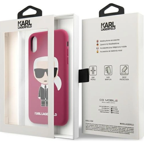 Etui Karl Lagerfeld KLHCI61SLFKFU Apple iPhone XR fuksja/fushia hardcase Silicone Ikonik