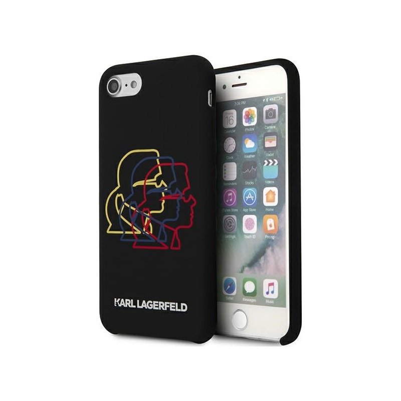 Karl Lagerfeld Distributor - 3700740468746 - KLD896BLK - Karl Lagerfeld KLHCI8SLGKBK Apple iPhone SE 2022/SE 2020/8/7 hardcase black Silicone Triple Heads - B2B homescreen
