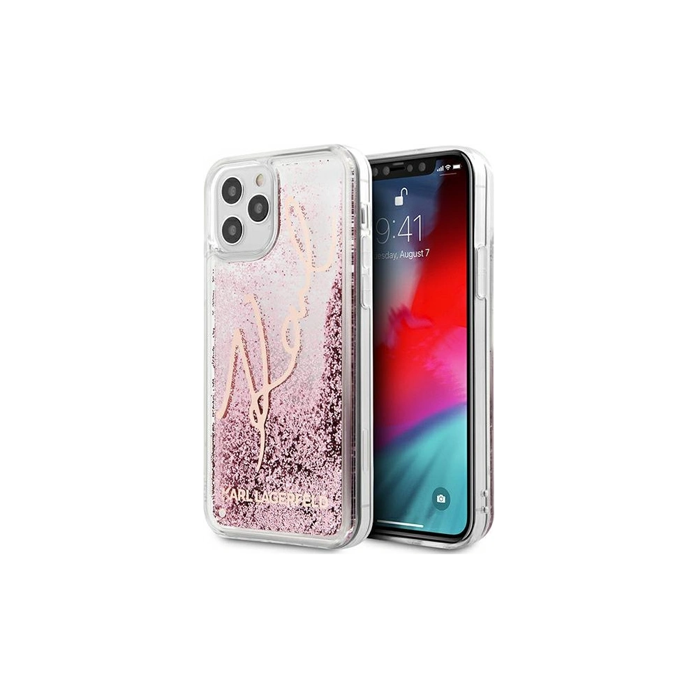 Hurtownia GSM - Etui Karl Lagerfeld KLHCP12LTRKSRG Apple iPhone 12 Pro Max różowo-złoty/rose gold Glitter Signature - KLD899RS - {ean13} - Hurt