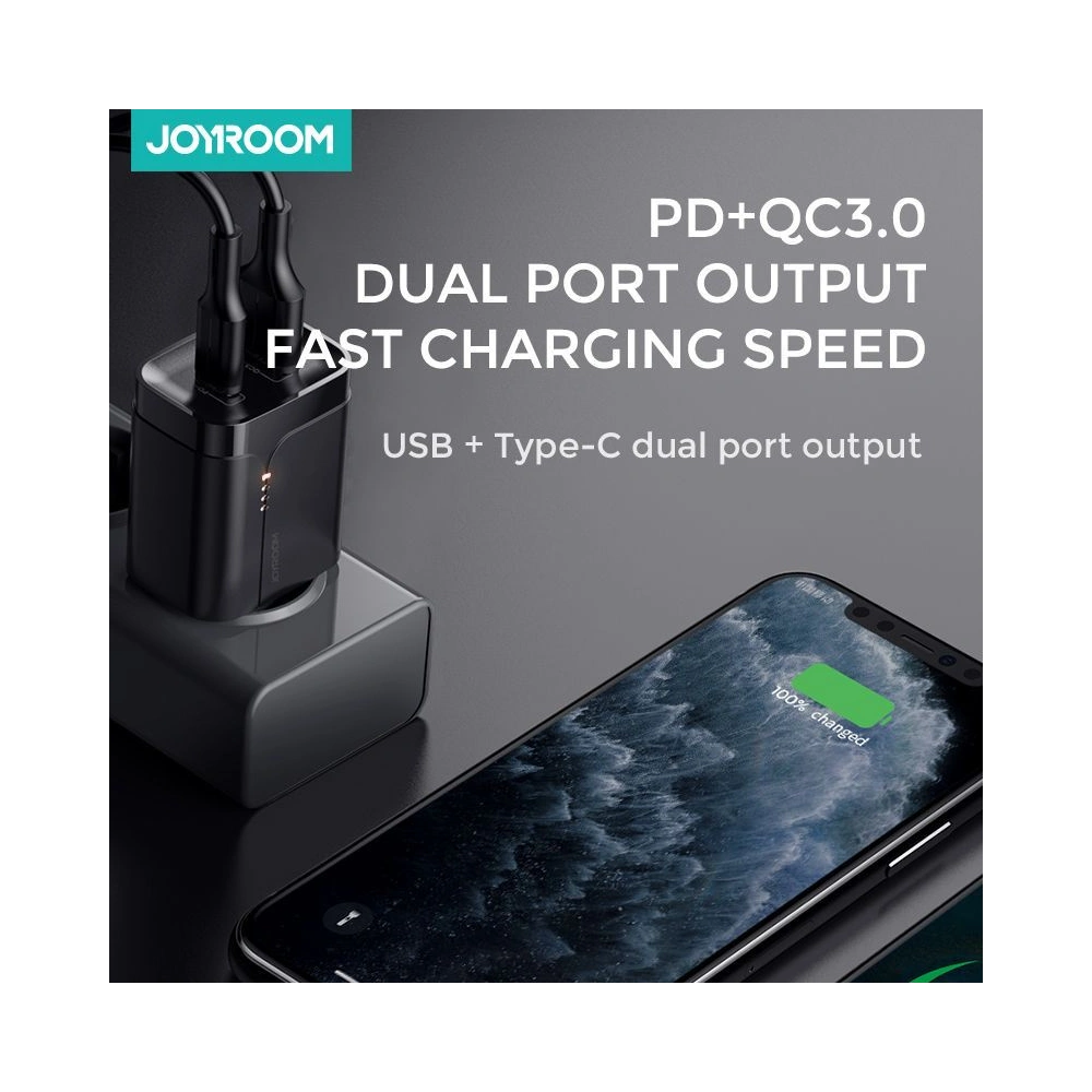 Hurtownia GSM - Ładowarka sieciowa Joyroom L-QP182 2-port Network Charger 18W PD 3.0 QC 3.0 Black - JYR083BLK - {ean13} - Hurt