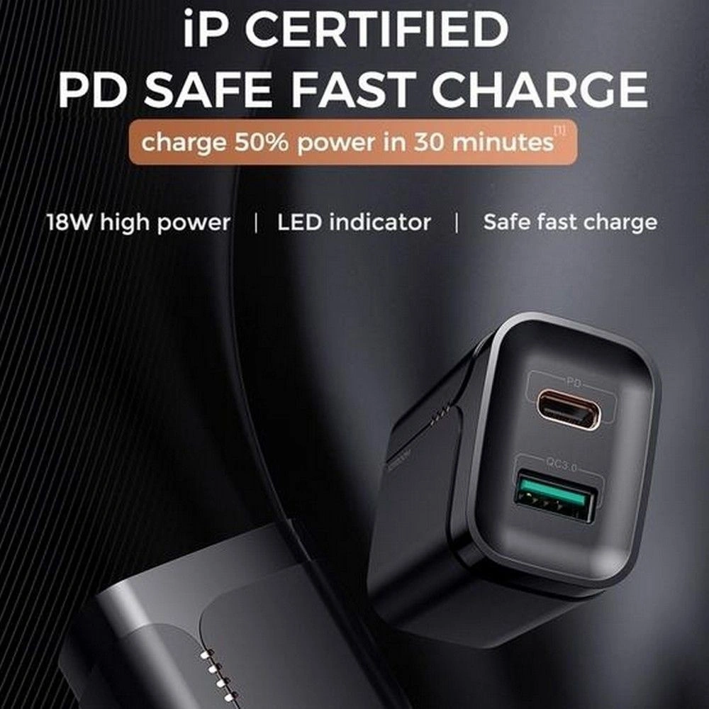 Hurtownia GSM - Ładowarka sieciowa Joyroom L-QP182 2-port Network Charger 18W PD 3.0 QC 3.0 Black - JYR083BLK - {ean13} - Hurt