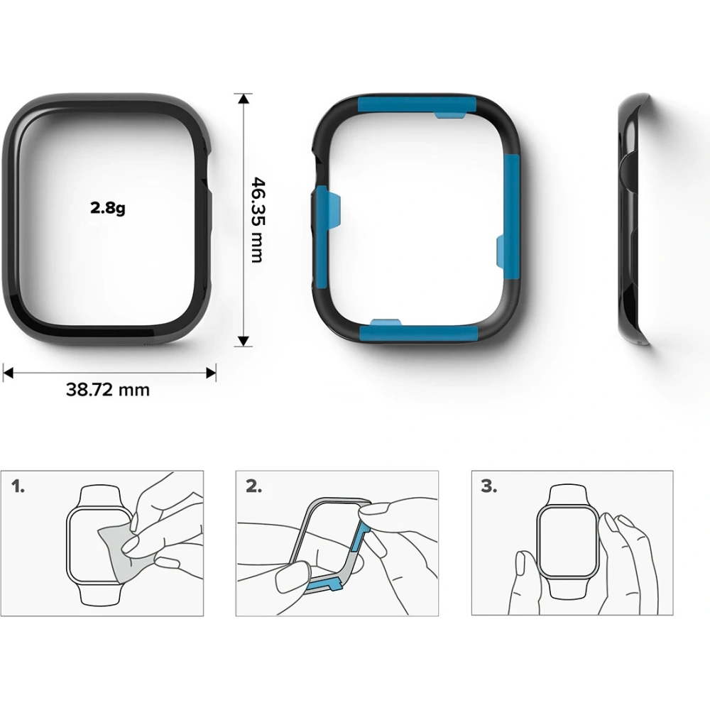 Hurtownia GSM - Nakládka Ringke Bezel Styling Apple Watch 4/5/6/7/8/9/SE 44/45mm nerezová ocel AW7-45-03 lesklá černá - RGK1587GBLK - {ean13} - Hurt