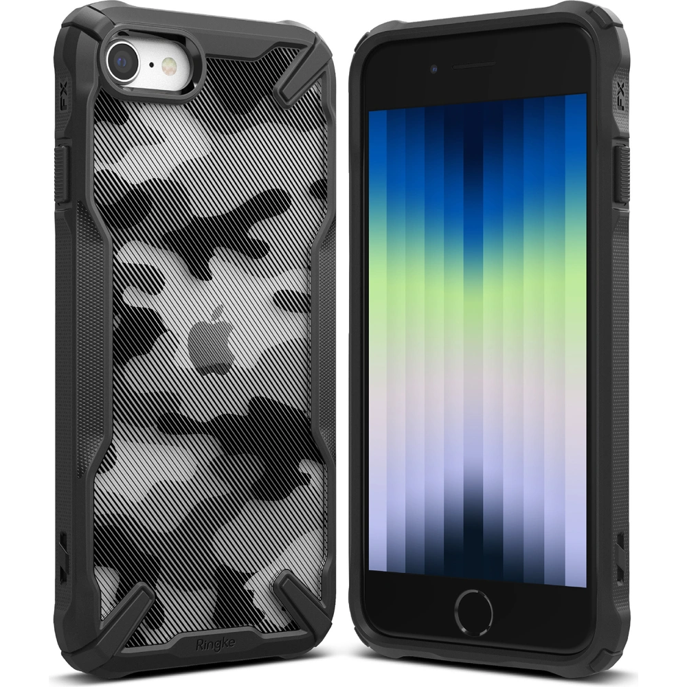 Hurtownia GSM - Etui Ringke Fusion-X Apple iPhone SE 2022/SE 2020/8/7 Camo (Moro) černé - RGK1558CBLK - {ean13} - Hurt