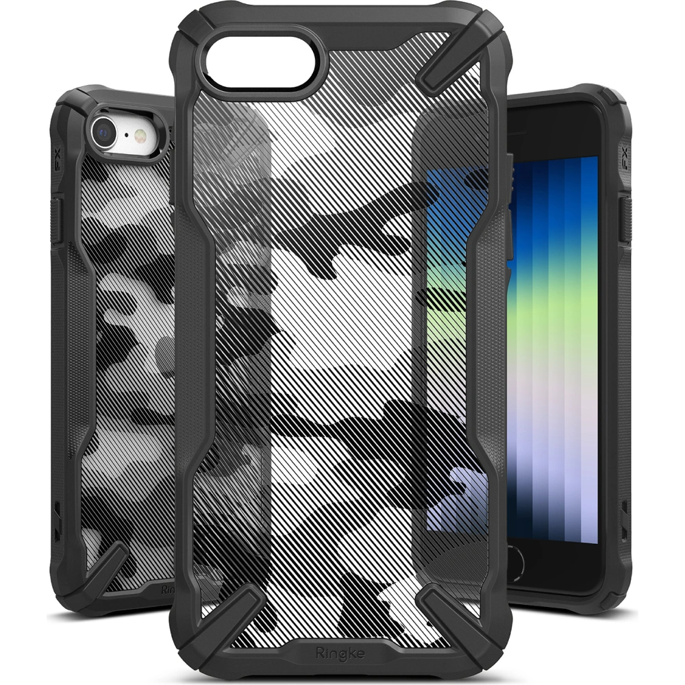 Hurtownia GSM - Etui Ringke Fusion-X Apple iPhone SE 2022/SE 2020/8/7 Camo (Moro) černé - RGK1558CBLK - {ean13} - Hurt
