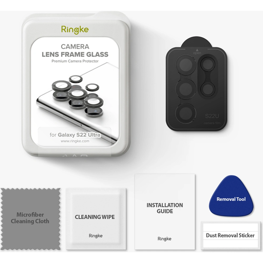 Wholesale Ringke Camera Lens Frame Glass Samsung Galaxy S22 Ultra Black - RGK1573BLK - {ean13} - Hurt