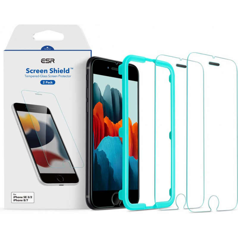 ESR Distributor - 4894240117095 - ESR490 - ESR Screen Shield Apple iPhone SE 2022/SE 2020/8/7 Clear [2 PACK] - B2B homescreen
