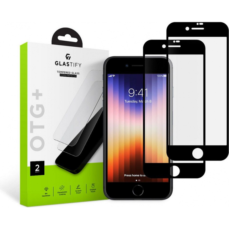 Glastify Distributor - 9589046920608 - GST016BLK - Glastify OTG+ Apple iPhone SE 2022/SE 2020/8/7 Black [2 PACK] - B2B homescreen