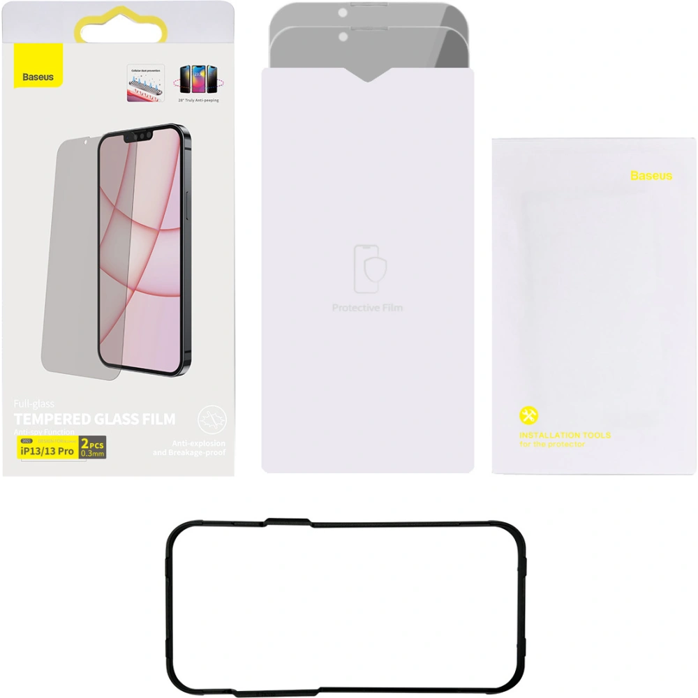Hurtownia GSM - Privatizáló üveg 0.3mm Baseus SGBL061302 Privacy Apple iPhone 16e / 14 / 13 / 13 Pro [2 PACK] - BSU3201 - {ean13} - Hurt