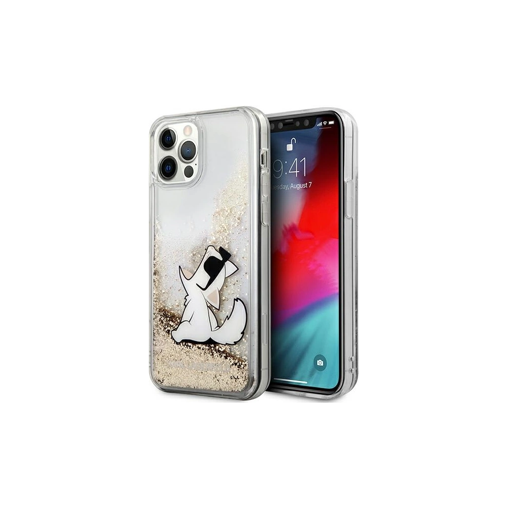 Wholesale Karl Lagerfeld KLHCP12MGCFD Apple iPhone 12/12 Pro gold hardcase Liquid Glitter Choupette Fun - KLD903GLD - {ean13} - Hurt