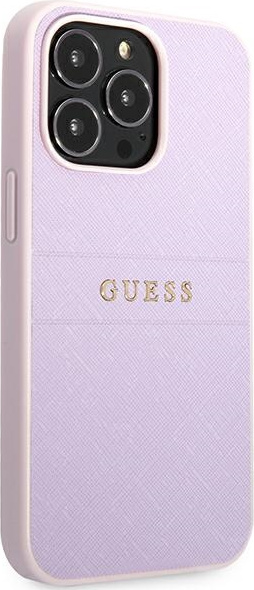 Kryt Guess GUHCP13LPSASBPU Apple iPhone 13 Pro purple Saffiano Hot Stamp & Metal Logo