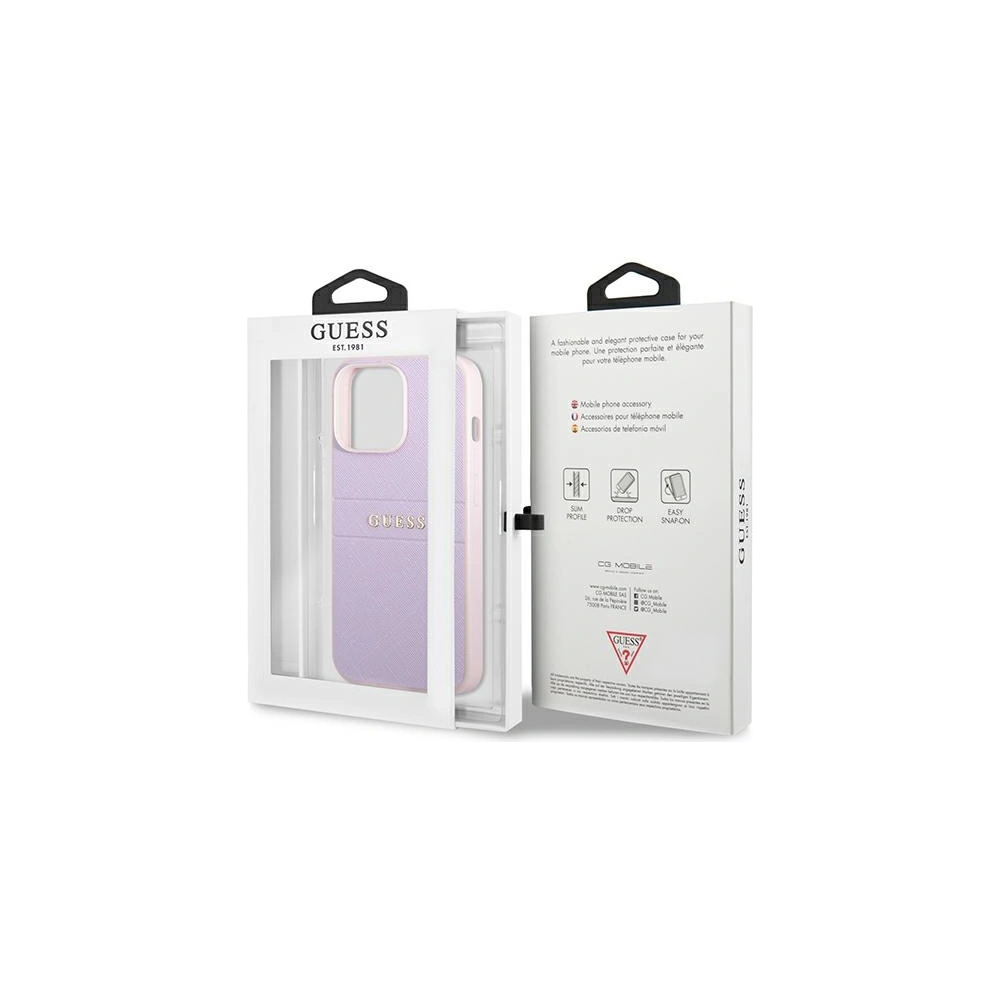 Hurtownia GSM - Etui Guess GUHCP13LPSASBPU Apple iPhone 13 Pro purpurový/purple Saffiano Hot Stamp & Metal Logo - GUE1671PRP - {ean13} - Hurt